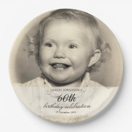 Minimalist Photo 60th Birthday Pappteller