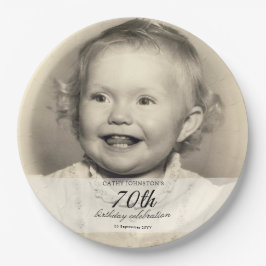 Minimalist Photo 70th Birthday Pappteller