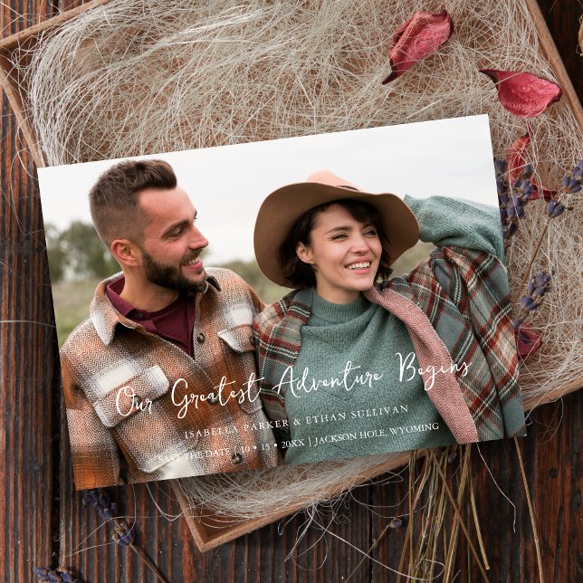  Minimalist Photo Card Modern Calligraphy Wedding Save The Date (Minimalist Photo Card Modern Calligraphy Wedding Save the Date Card with Envelope. )