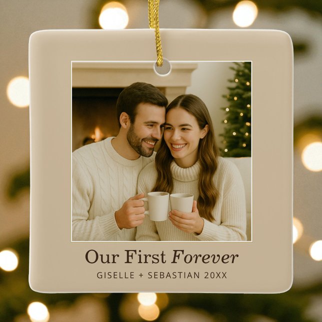 Minimalist Photo Couples Our First Forever Keramikornament (Von Creator hochgeladen)