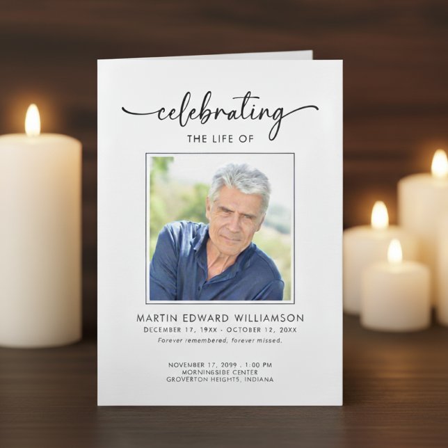 Minimalist Photo Funeral Order of Service Obituary Programm (Von Creator hochgeladen)