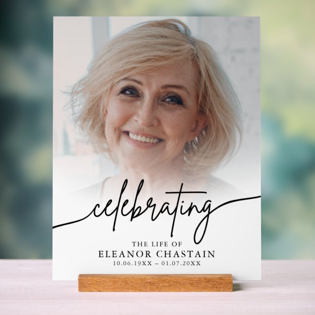 Minimalist Photo Funeral Sympathy Memorial Acrylschild (Neutral)