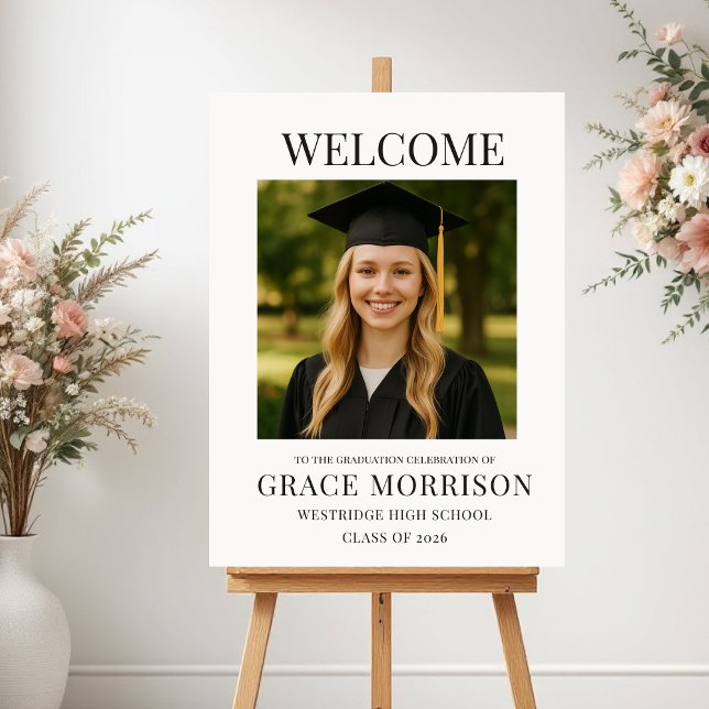 Minimalist Photo Graduation Welcome Sign Poster (Von Creator hochgeladen)