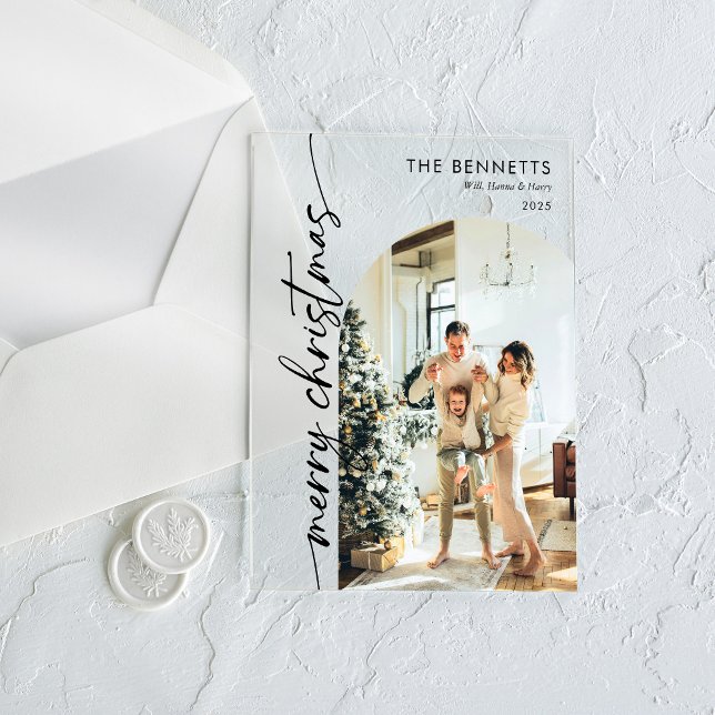 Minimalist Photo Merry Christmas Card Acryleinladungen (Von Creator hochgeladen)