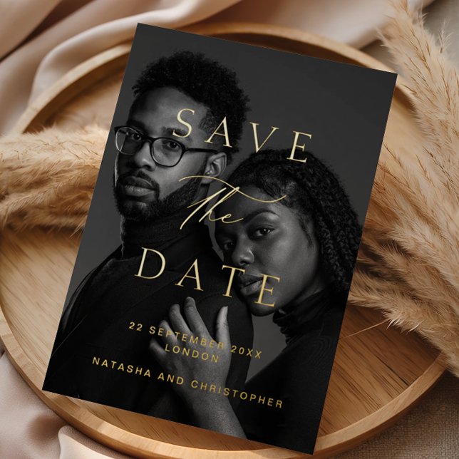 Minimalist Photo Overlay Wedding Save the Date Folieneinladung (Von Creator hochgeladen)