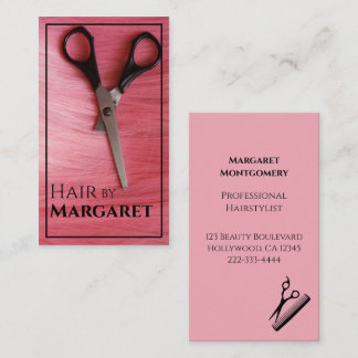 Minimalist Photo Pink Black Luxury Hair Salon Visitenkarte