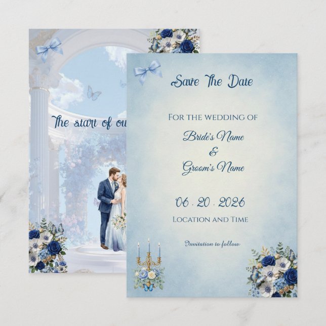 Minimalist Photo Save the Date | Something Blue (Vorne/Hinten)