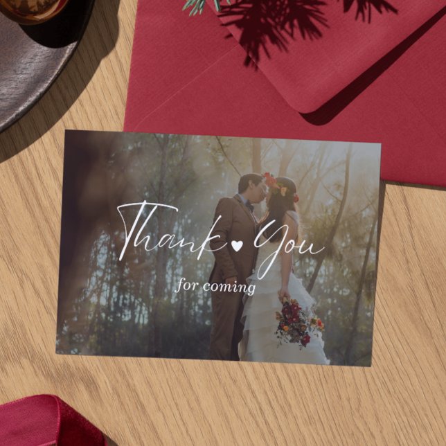 Minimalist Photo Wedding Thank You Card with Scrip Dankeskarte (Minimalist Photo Wedding Thank You Card with Script)