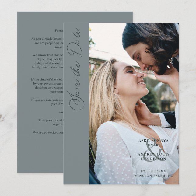 Minimalist Photo Whimsical Typography Save The Date (Vorne/Hinten)