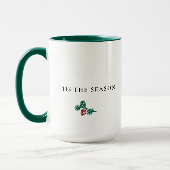 Minimalist Pine Branch Christmas – ’Tis The Season Tasse (Links)