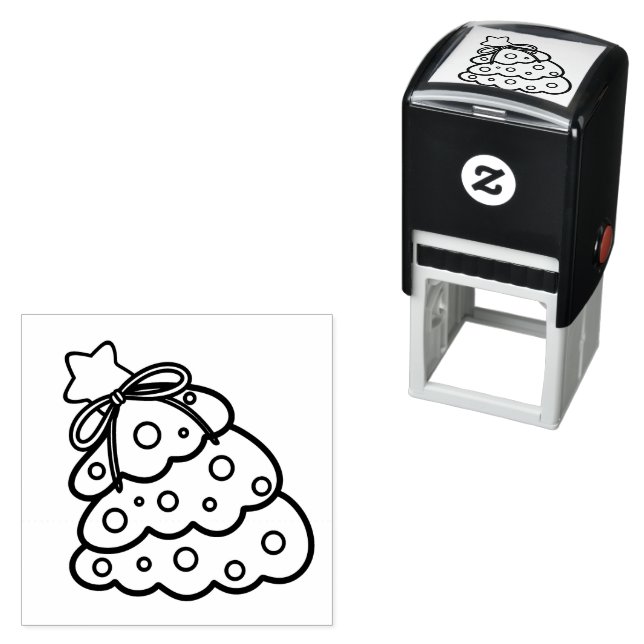 Minimalist Pine Christmas Tree Outline Permastempel (Beispiel)