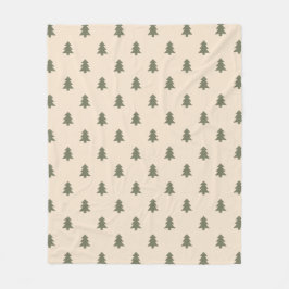 Minimalist Pine Tree Beige Boho Farmhouse Winter Fleecedecke