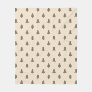 Minimalist Pine Tree Beige Boho Farmhouse Winter Fleecedecke