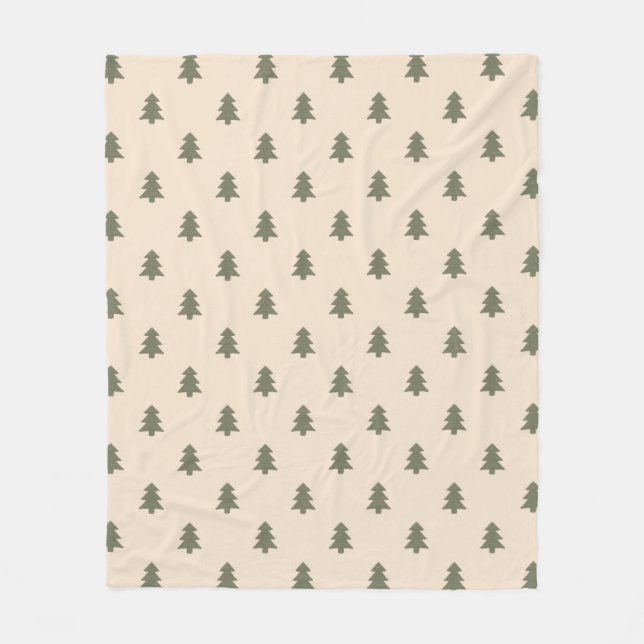 Minimalist Pine Tree Beige Boho Farmhouse Winter Fleecedecke (Vorderseite)