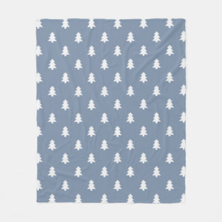 Minimalist Pine Tree Blue Boho Farmhouse Winter Fleecedecke