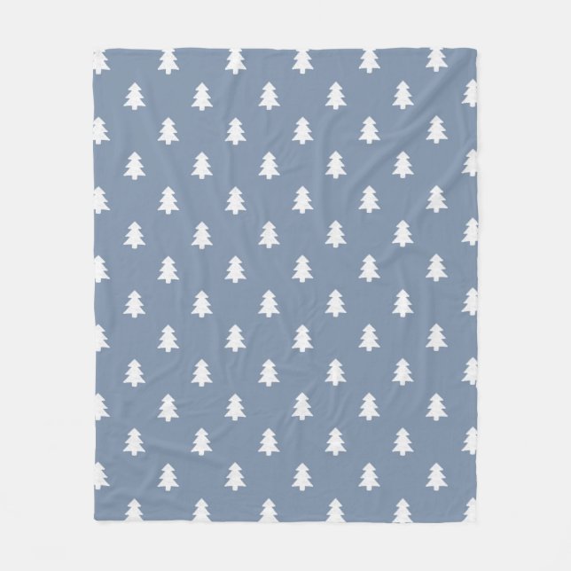 Minimalist Pine Tree Blue Boho Farmhouse Winter Fleecedecke (Vorderseite)