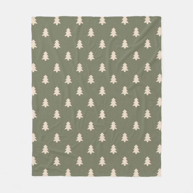 Minimalist Pine Tree Neutral Boho Farmhouse Winter Fleecedecke (Vorderseite)