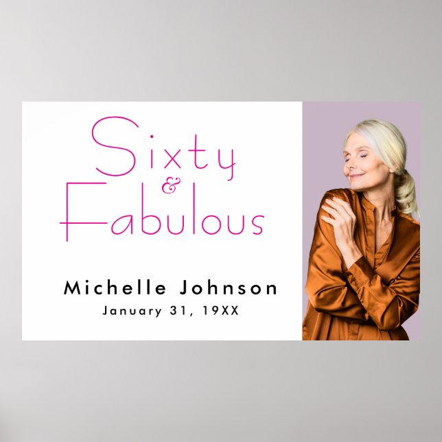 Minimalist Pink 60 & Fabulous 60th Birthday Party Poster (Vorne)