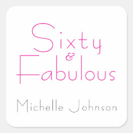 Minimalist Pink 60 & Fabulous 60th Birthday Party Quadratischer Aufkleber
