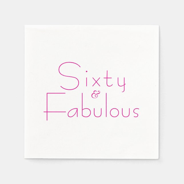 Minimalist Pink 60 & Fabulous 60th Birthday Party Serviette (Vorderseite)