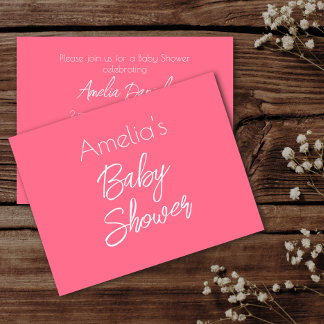 Minimalist Pink Baby Shower Invitation Einladung