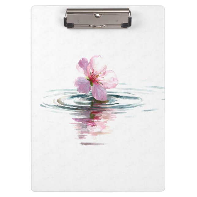 Minimalist Pink Blossom Water Ripple Clipboard Klemmbrett (Vorderseite)