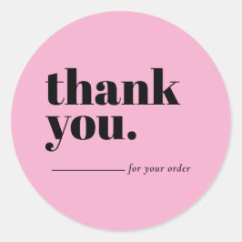 Minimalist Pink Business Customer Thank You Runder Aufkleber