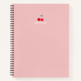Minimalist Pink Cherry Icon Daily Notes Pink Notizbuch