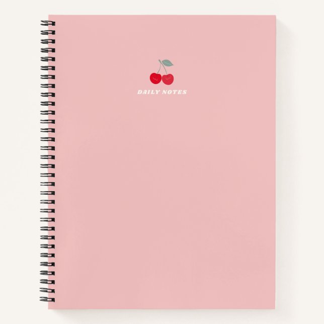 Minimalist Pink Cherry Icon Daily Notes Pink Notizbuch (Vorderseite)