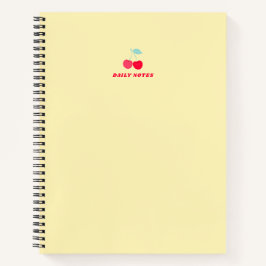 Minimalist Pink Cherry Icon Daily Notes Yellow Notizbuch