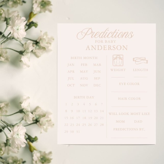 Minimalist Pink Girl Baby Shower Predictions Game (Von Creator hochgeladen)