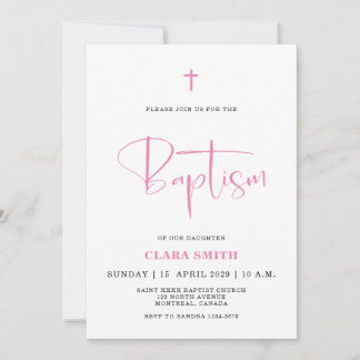 Minimalist Pink Girl Baptism invitation Einladung