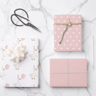 Minimalist Pink Silly Goose Kindergeburtstag  Geschenkpapier Set