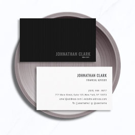 Minimalist Pinstripe Black & White Business Card Visitenkarte