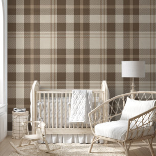 Minimalist Plaid in Cream and Taupe Tapete
