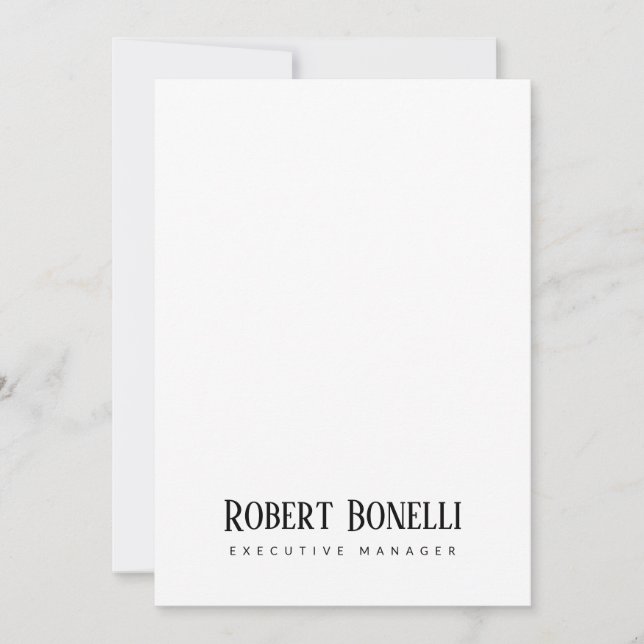 Minimalist Plain Black & White Modern Plain Card (Vorderseite)