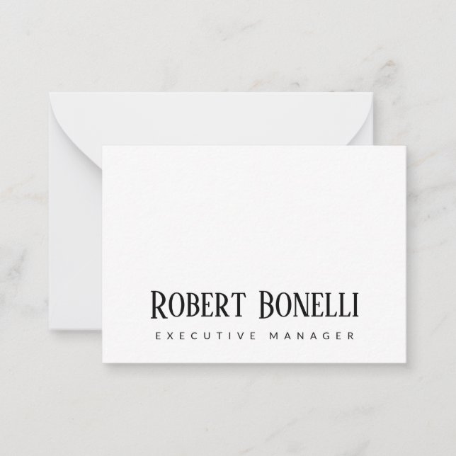 Minimalist Plain Black & White Modern Plain Mitteilungskarte (Vorderseite)