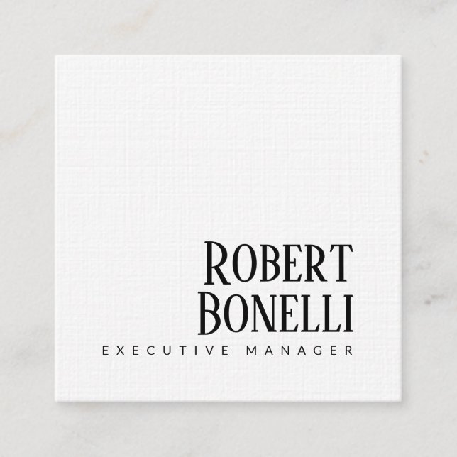 Minimalist Plain Black & White Modern Plain Quadratische Visitenkarte (Vorderseite)