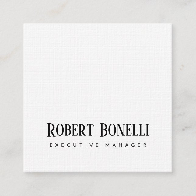 Minimalist Plain Black & White Modern Plain Quadratische Visitenkarte (Vorderseite)