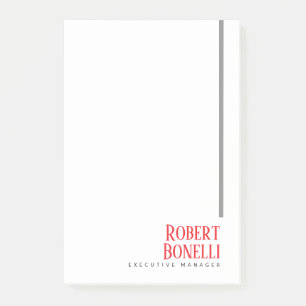 Minimalist Plain Schwarz Rot & Weiß Modern Schlich Post-it Klebezettel