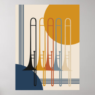 Minimalist Posaunenquartett Mid-Century Modern Poster