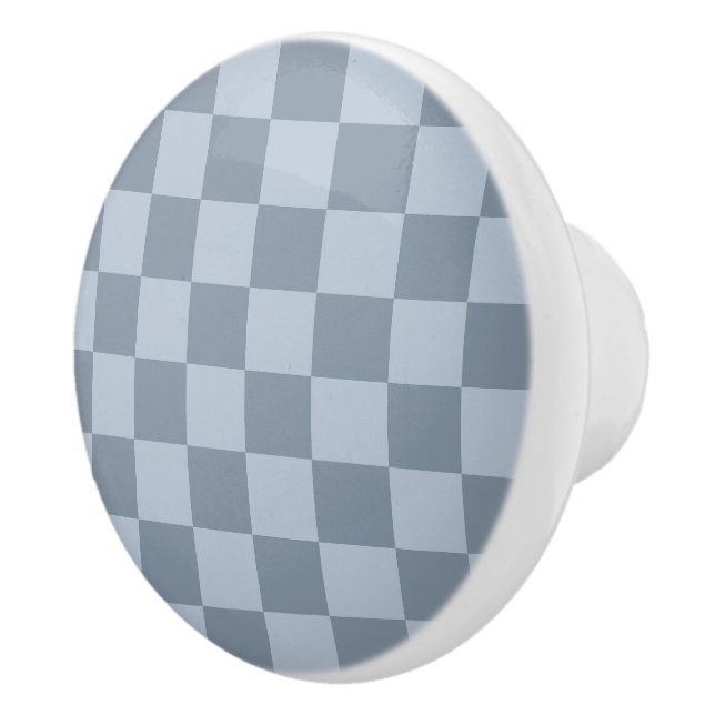 Minimalist Powder Blue Checkerboard Pattern Keramikknauf (Rechts)