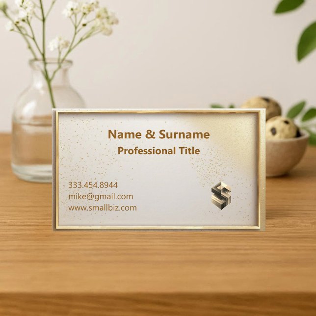 Minimalist Professional Faux Gold Metallic Glitter Visitenkarte (Minimalist Professional Faux Gold Metallic Glitter Business Card)