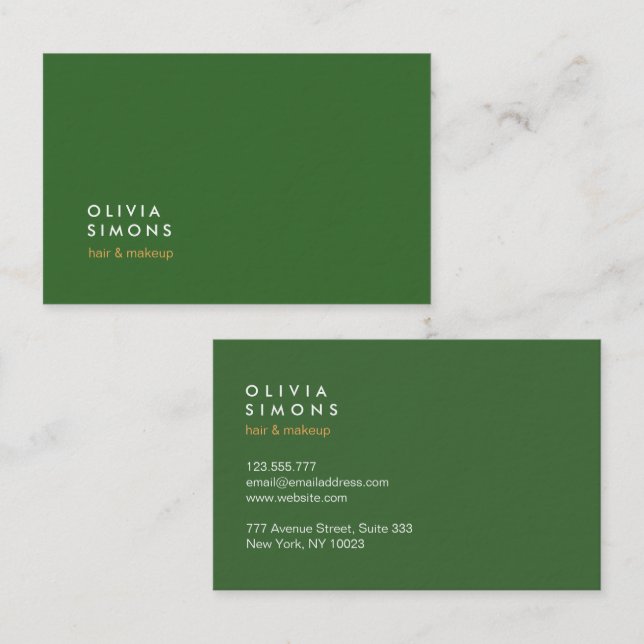 Minimalist Professional Green Business Cards Visitenkarte (Vorne/Hinten)