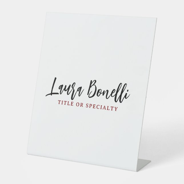 Minimalist Professional Handwrite Plain Name Title Sockelschild (Vorderseite)