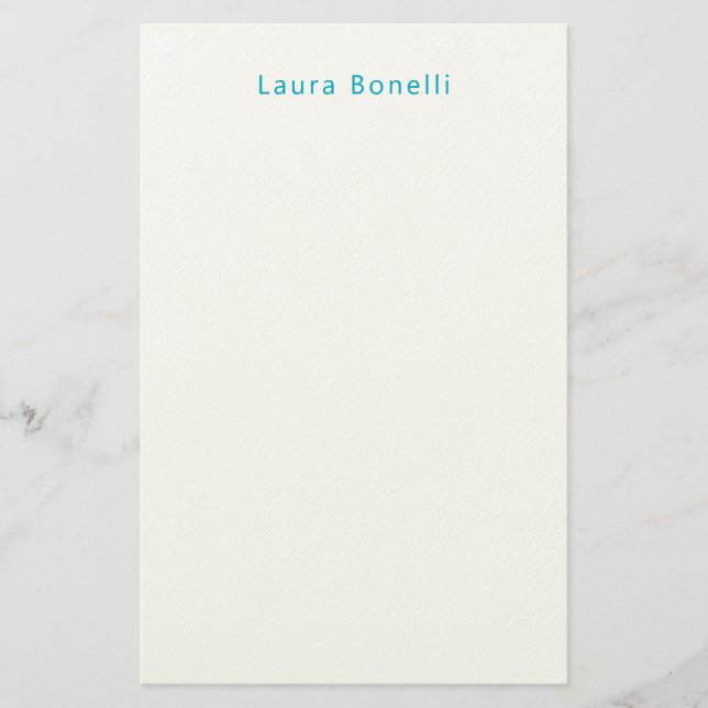Minimalist Professional Modern Name Azure Blue Briefpapier (Vorderseite)
