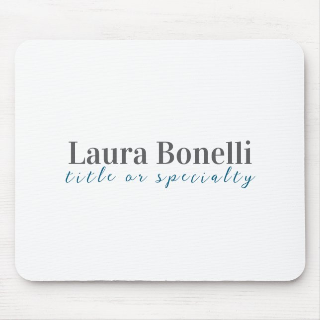 Minimalist Professional Modern Plain Name Title Mousepad (Vorne)