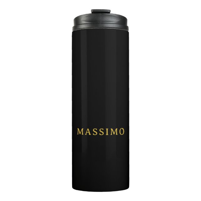Minimalist Professionell Gold & Schwarz Farbname Thermosbecher (Vorderseite)