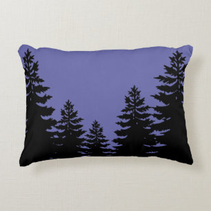 Minimalist purple black pine tree silhouette dekokissen