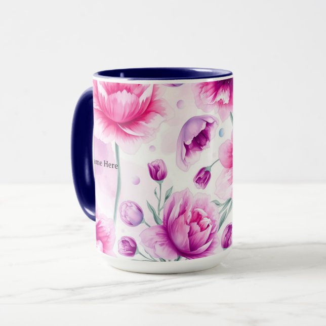 Minimalist Purple Floral Ribbon IWD 2026 Tasse (Vorderseite Links)
